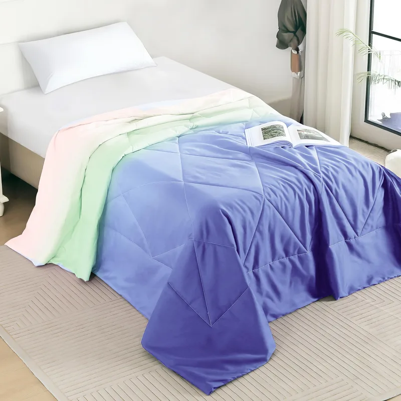 Ac Comforter Single Bed Ombre with Satin Finish 240 GSM - Reversible AC Comforter - Blue Comforter Quilt Duvet Dohar Blanket for Summer 150x225cm — 86% off on Amazon.in