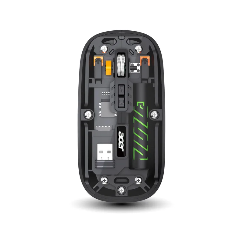 Acer Clearview Wireless Mouse, Dual Mode Bluetooth 5.2 & 2.4GHz, Rechargeable 500mAh Battery, RGB Lighting, 3200 DPI Adjustable, Silent Portable Mouse for Laptop, PC, Mac & Tablet, Black — 60% off on Amazon.in