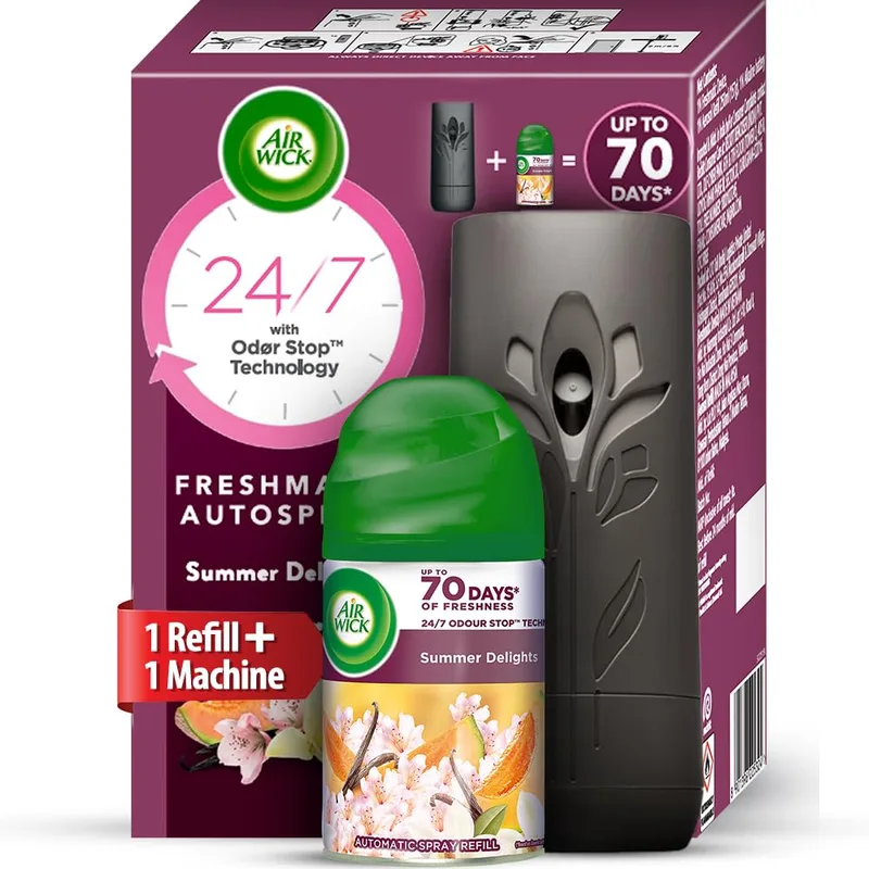 Air Wick 250 ml - Vanilla & Muskmelon (Summer Delights), Refill + Automatic Spray | 2600 Sprays Guaranteed — 40% off on Amazon.in