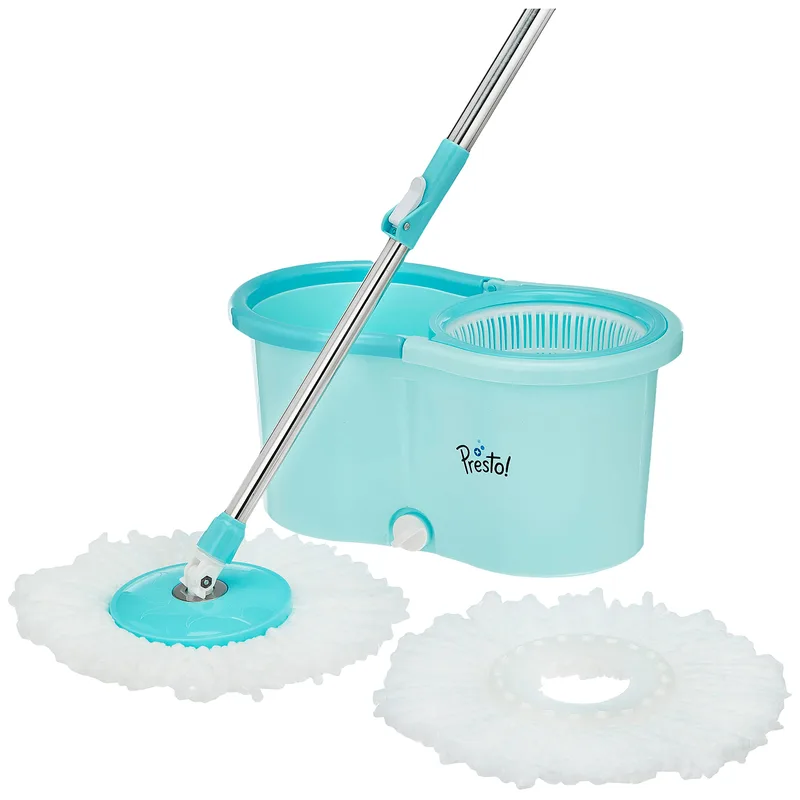 Amazon Brand - Presto! Spin Mop with Plastic Bucket Set, Blue — 63% off on Amazon.in