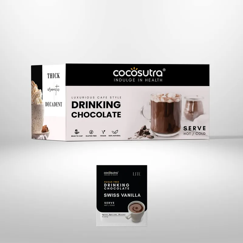 [Apply 50% Coupon] COCOSUTRA Sugar Free Drinking Chocolate | Swiss Vanilla Hot Chocolate | 20 Sachets | 400g — 79% off on Amazon.in