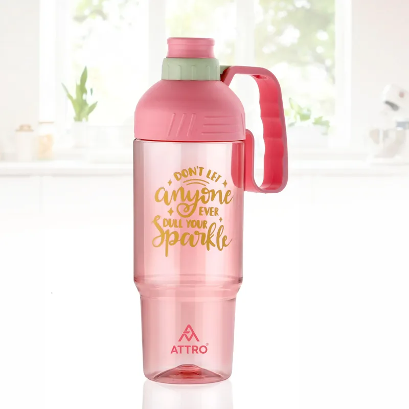 ATTRO My Cup Tumbler Plastic Water Bottle with Handle – Pink- 1000ml — 64% off on Amazon.in
