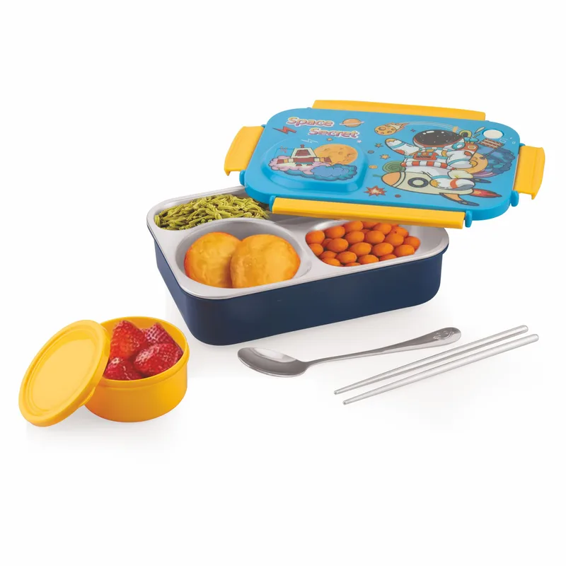 ATTRO School Bite Stainless Steel Lunch Box – 3 Compartment Bento Tiffin — 69% off on Amazon.in