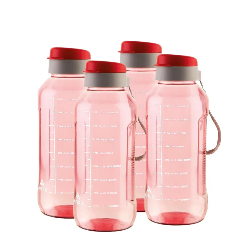 ATTRO Ultra Pro Motivational 1.5-Liter BPA-Free Water Bottle - Red-Set of 4 — 69% off on Amazon.in