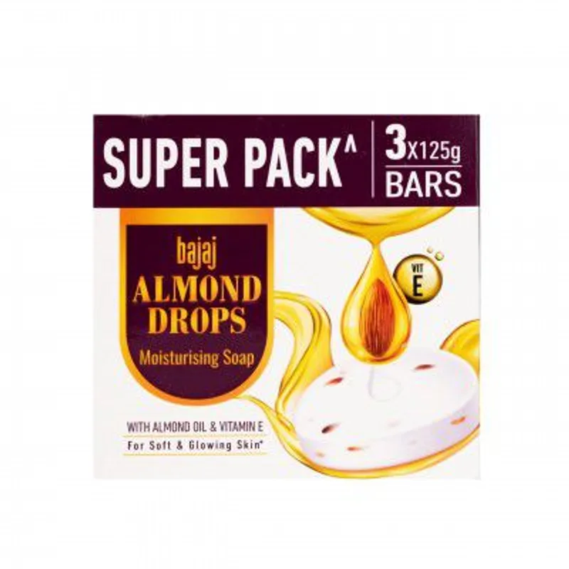 Bajaj Almond Drops Moisturising Soap, 125 gm (Pack of 3) — 58% off on Amazon.in