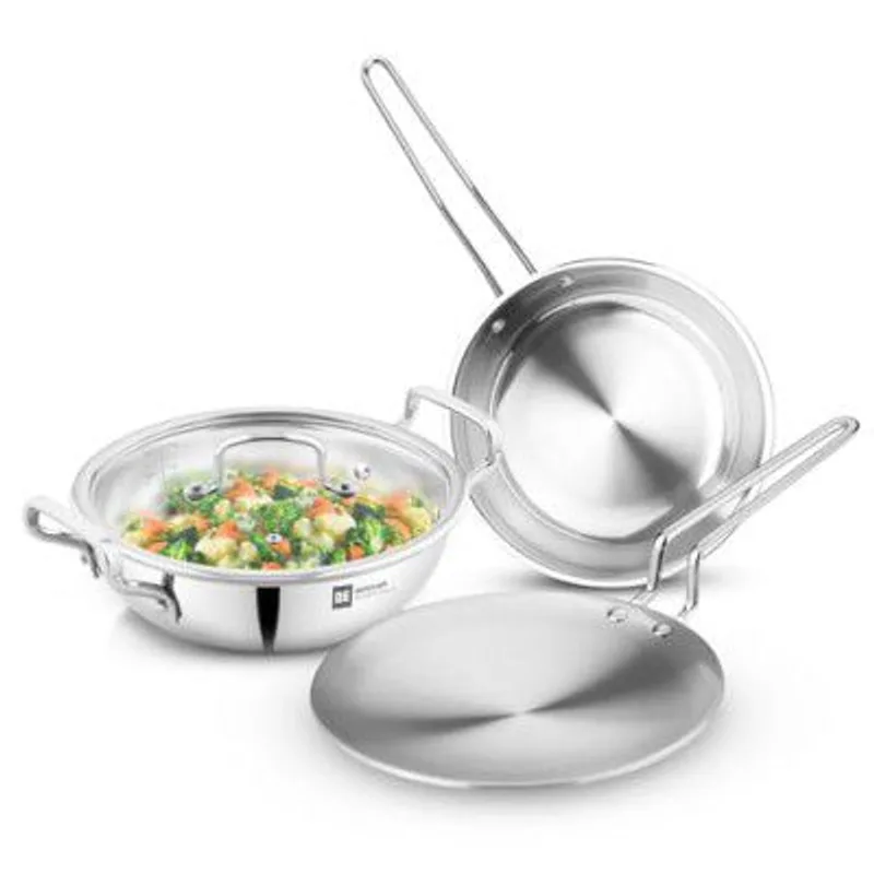 Bergner BE Essentials Triply Stainless Steel 4 Pcs Cookware Set — 54% off on Amazon.in