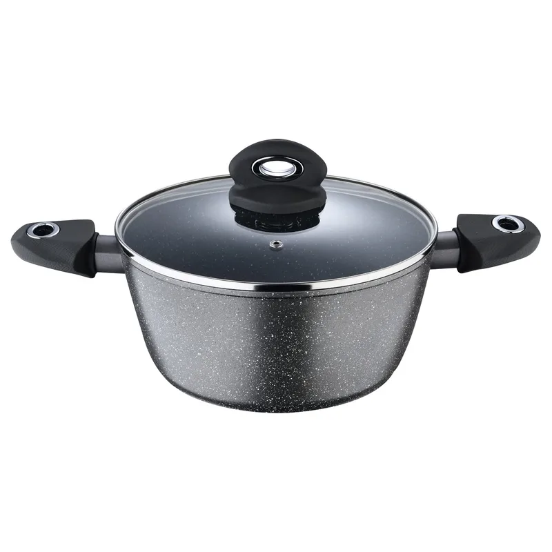 Bergner Orion NonStick 24 cm Casserole/Soup Pot, Glass Lid, 3.9 L Capacity, for Biryani/Pulao, Textured Soft Touch Handles, Granite Finish, Induction Bottom, 1-Year Warranty by Bergner — 71% off on Amazon.in