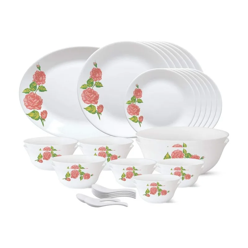 Borosil Larah by Floral Opalware Dinner Set (White) - 33 Pieces — 58% off on Amazon.in