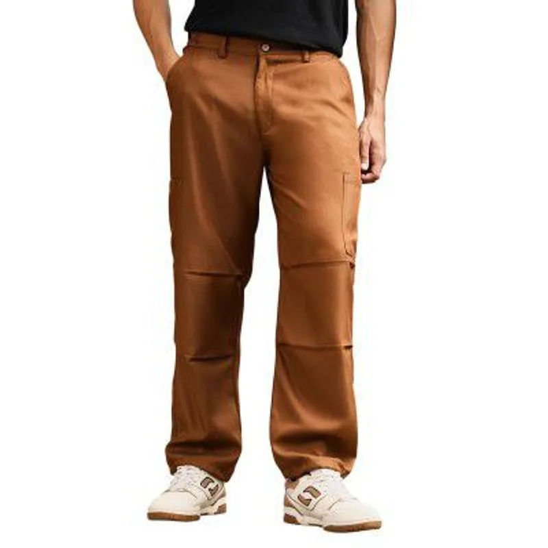 CAHOOT Men Trousers | Mid-Rise, Side-Elasticaed Stretch | Button, Straight Hem | Solid Twill | Woven Fabric for Casual & Street Wear | Russet Brown — 82% off on Amazon.in
