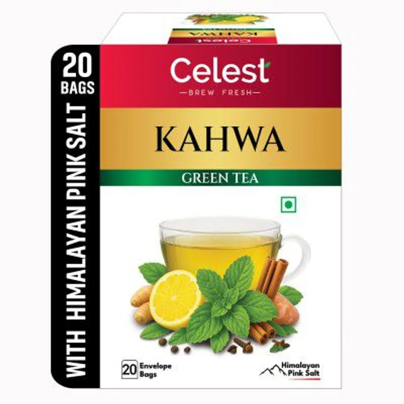 Celest Kahwa Green Tea, 20 Tea Bags | Helps in Detox | Contains Desi Herbs & Spices — 50% off on Amazon.in