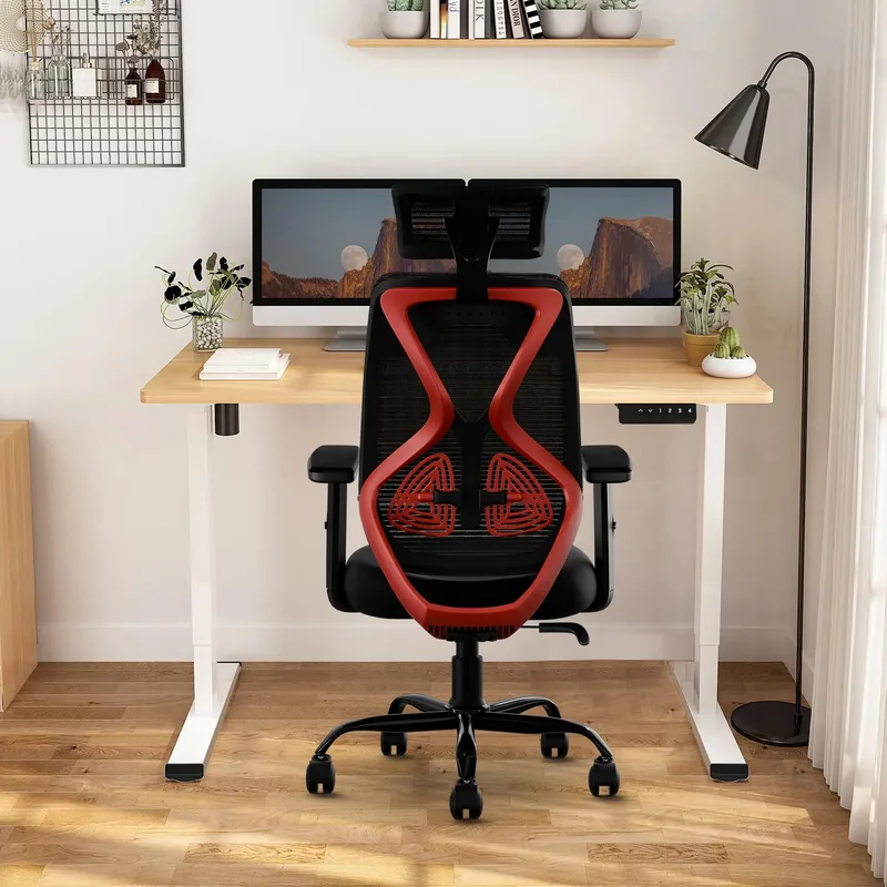 CELLBELL C190 Berlin Office Chair, High Back Mesh Ergonomic Home Office Desk Chair (Red - Black) — 73% off on Amazon.in