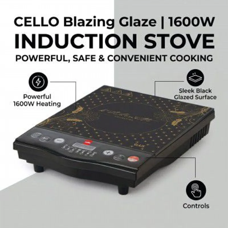 CELLO Blazing Glaze Induction Stove 1600 Watts, Black — 46% off on Amazon.in