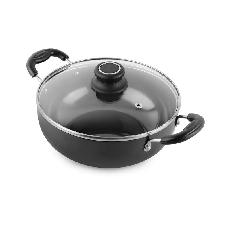 Cello Classy Hard Anodised Kadhai 3.5 LTR with Glass Lid with Induction Base, Black — 70% off on Amazon.in