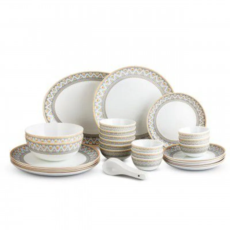 Cello Divine Series Opalware Dinner Set 33 Pc | Trinity Gold — 62% off on Amazon.in