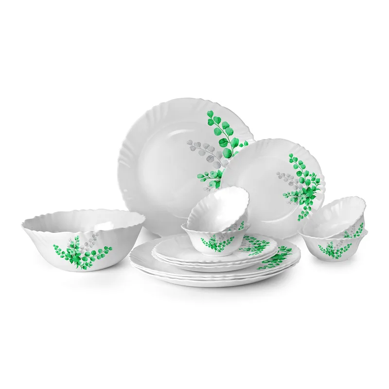 Cello Opalware Aqua Leaves Dinner Set, 13- Units, White — 61% off on Amazon.in