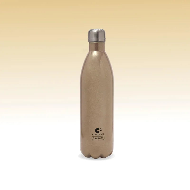 Clay Craft Vacbott Vaccum Bottle, Stark Sparkle Double Walled 24 Hours Hot and Cold Water Bottle - 1 Piece - 1000 ml (Sparkle Gold)  — 63% off on Amazon.in