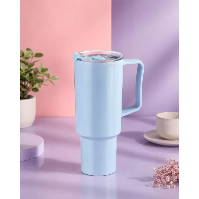 Clazkit 1200ML Tumbler with Handle & Straw, Plastic Travel Cup - Blue — 47% off on Amazon.in