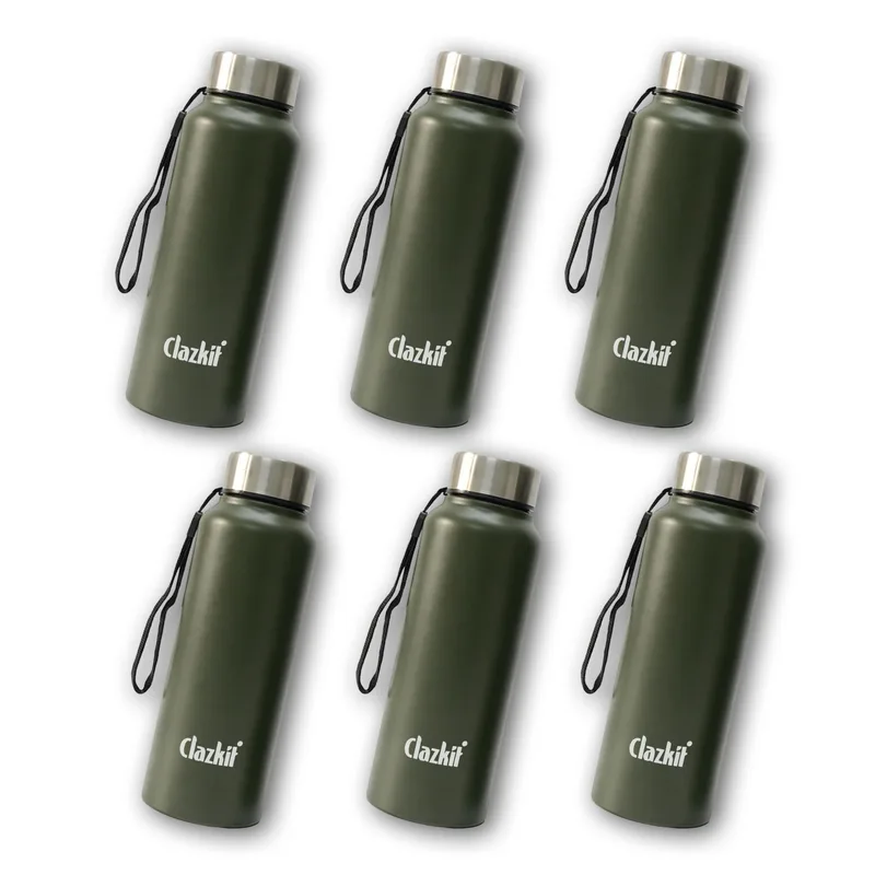 Clazkit Alpha Pro Classic Stainless Steel Water Bottle Single Wall 750ml Set of 6 — 76% off on Amazon.in