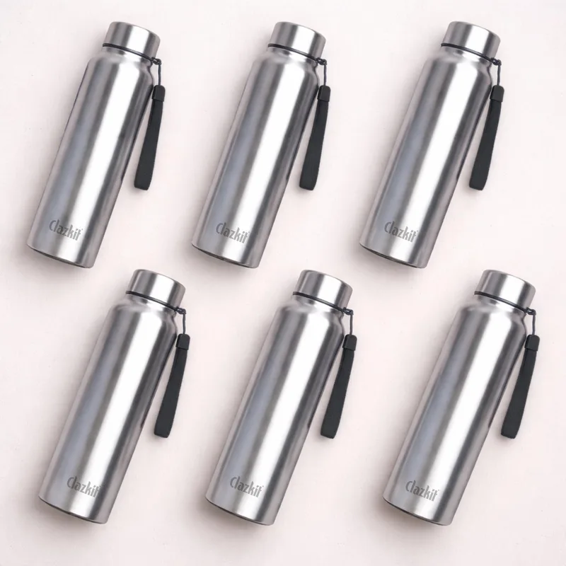 Clazkit Amaze Pro Classic 1000ml Sporty Stainless Steel Water Bottle Set of 6 — 72% off on Amazon.in