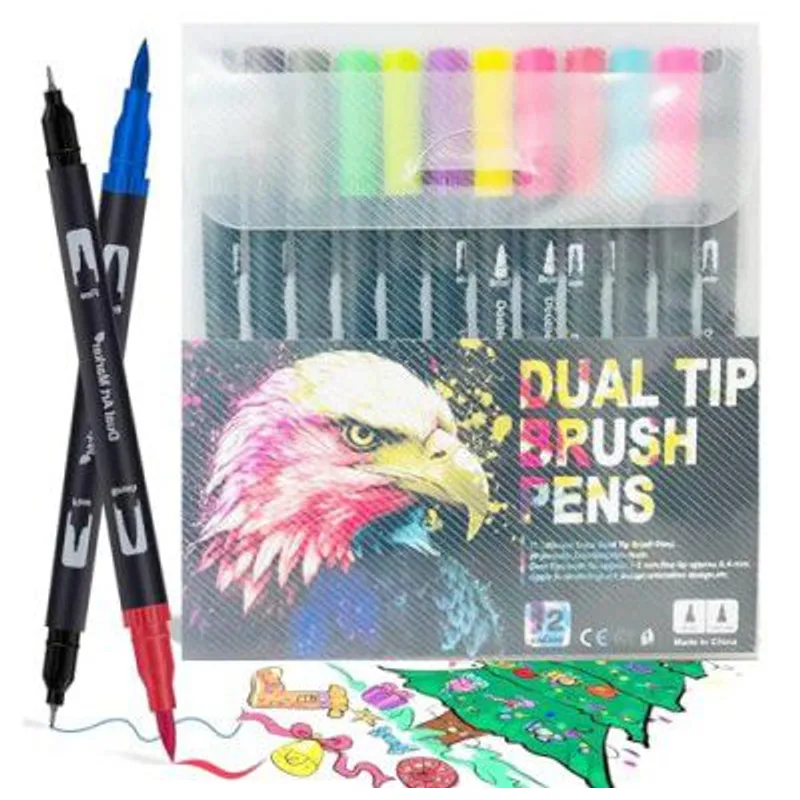 Corslet 12 Pcs Dual Tip Brush Pens Felt Tip Pen Set 12 Colors — 85% off on Amazon.in