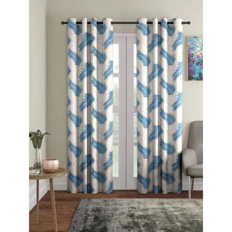 Cortina 2 Piece Panel Eyelet Polyester Curtains - Group 2 (Blue, 7 feet) — 69% off on Amazon.in