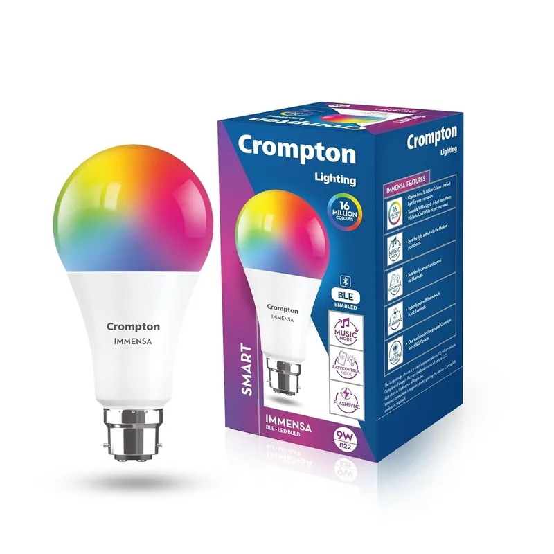 Crompton Immensa 9W Bluetooth Enabled Smart Bulb B22 | 16 million Colours | White Tunable — 74% off on Amazon.in