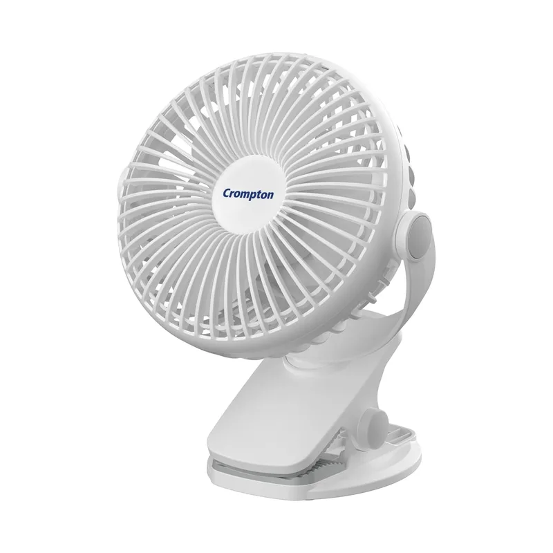 Crompton Siro Rechargeable Clip Fan 100MM | Personal Cooling Fan for Desk, Bedroom & Travel (White) — 64% off on Amazon.in