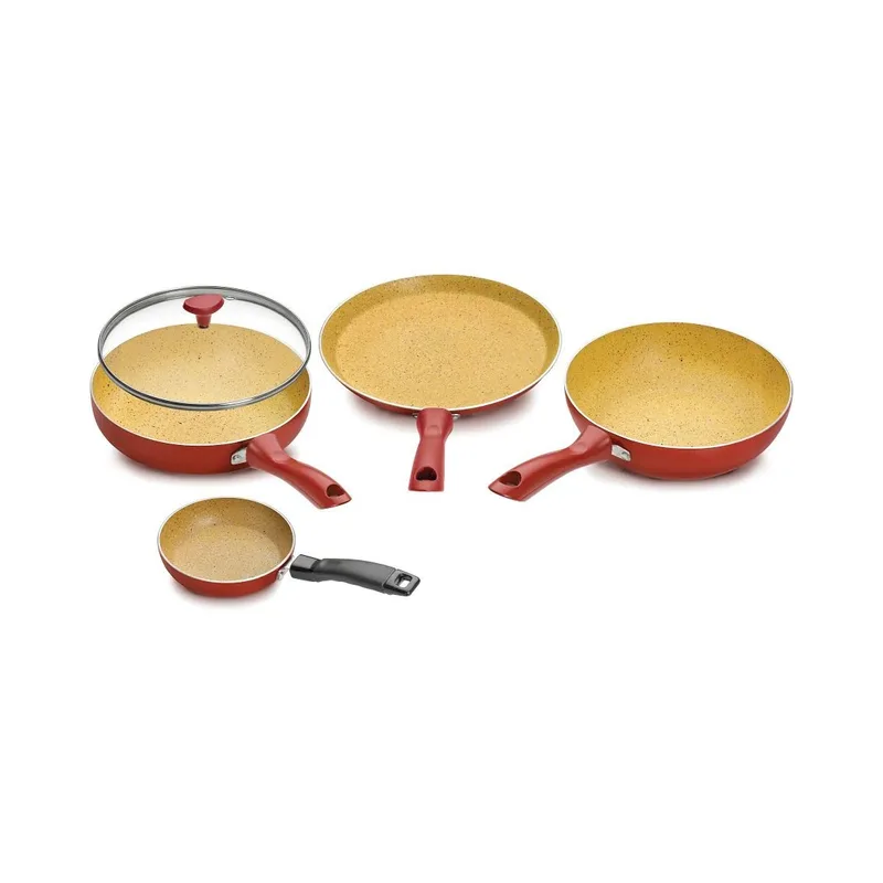 Crystal Induction Base Non-Stick Aluminium Cookware Set, 4-Piece, Maroon — 71% off on Amazon.in