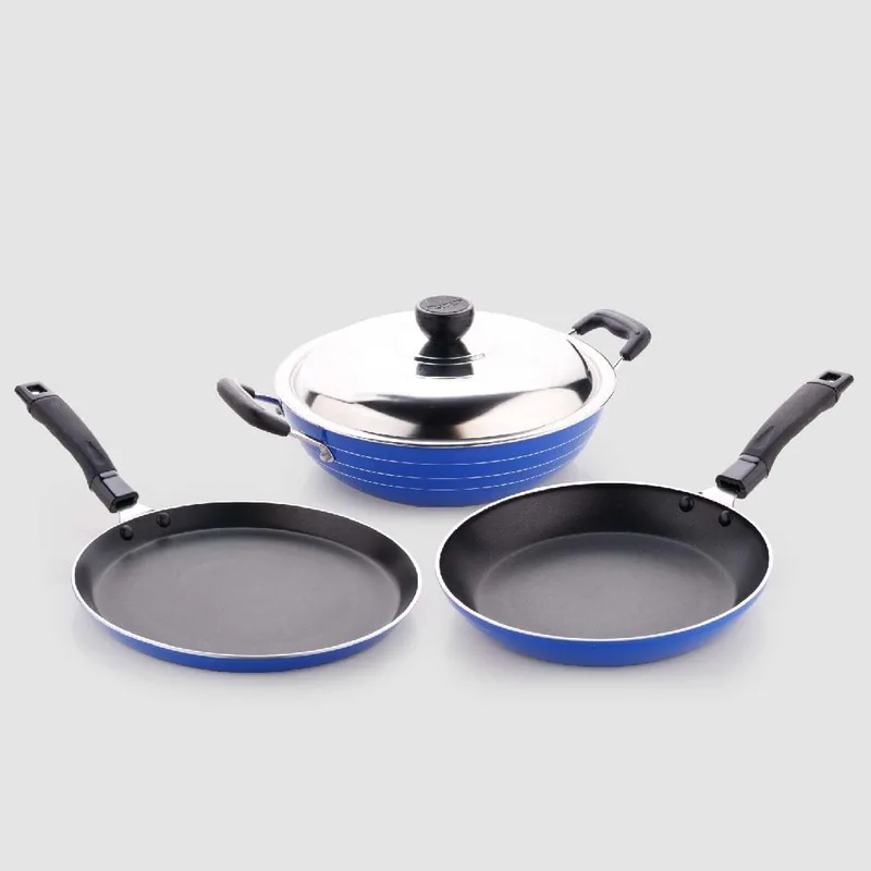 Crystal Induction Base Nonstick Cookware Set - 4-Pcs — 74% off on Amazon.in
