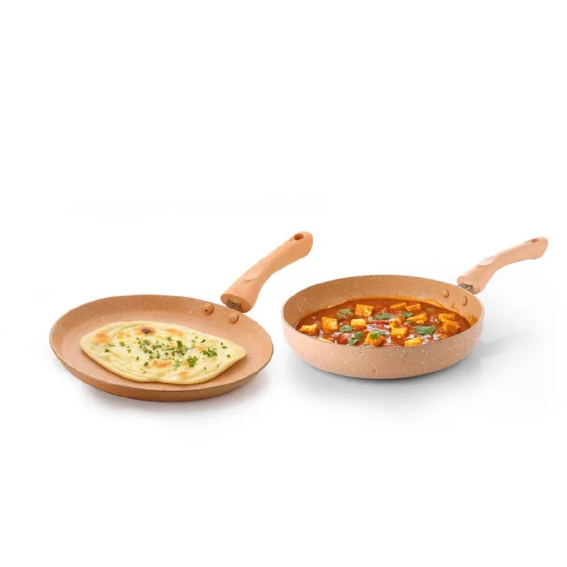 Crystal Marbo Plus Induction Bottom 2 Pc Nonstick cookware Set | Tawa 250 mm + Fry Pan 225 mm — 74% off on Amazon.in
