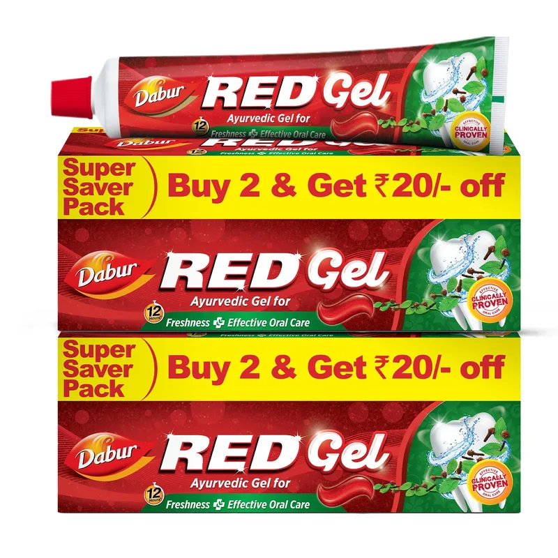 Dabur Red Gel Ayurvedic Toothpaste - 600g (150g x 4) — 65% off on Amazon.in