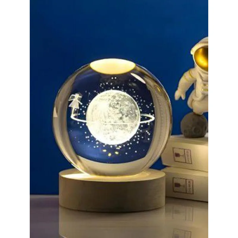 Desidiya Big Moon Fairy 3D Crystal Ball Night Light with Wooden Base - LED USB Table Lamp — 84% off on Amazon.in