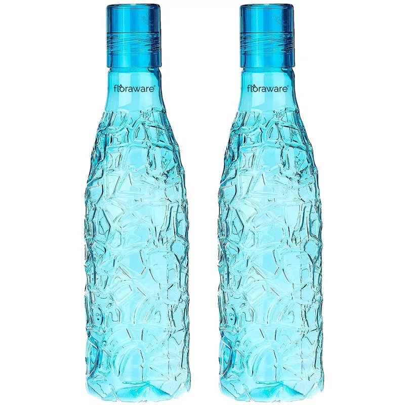 Floraware Food Grade Premium Plastic Fridge Mosaic Water Bottle, 1000ml Pack of 2, Blue — 32% off on Amazon.in
