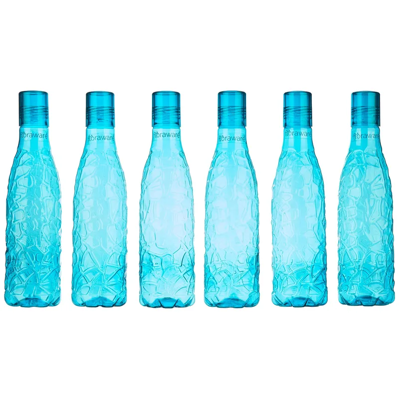 Floraware Food Grade Premium Plastic Fridge Round Water Bottle, Drinking Bottle, 1000ml Pack of 6, Blue — 49% off on Amazon.in
