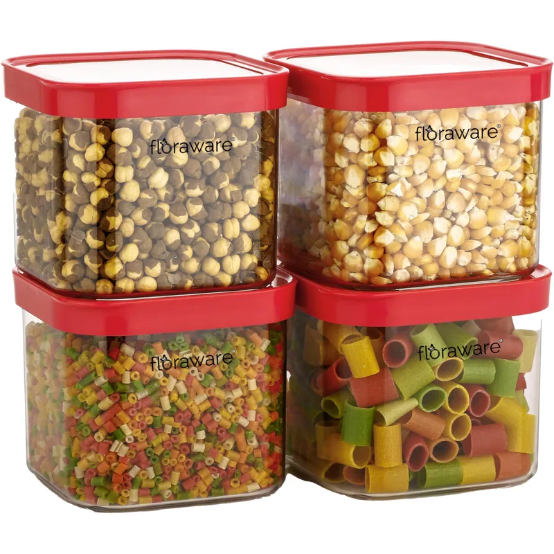 Floraware Food Safe Plastic Multiuse Square Fit-Lock Airtight Storage Jar, Containers — 33% off on Amazon.in