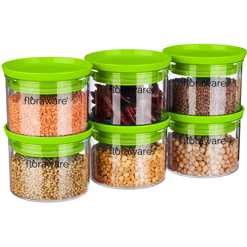 Floraware Plastic Air Tight BPA Free Stackable Round Push Multipurpose Containers For Kitchen Organizer 500ml (Pack of 6) — 44% off on Amazon.in