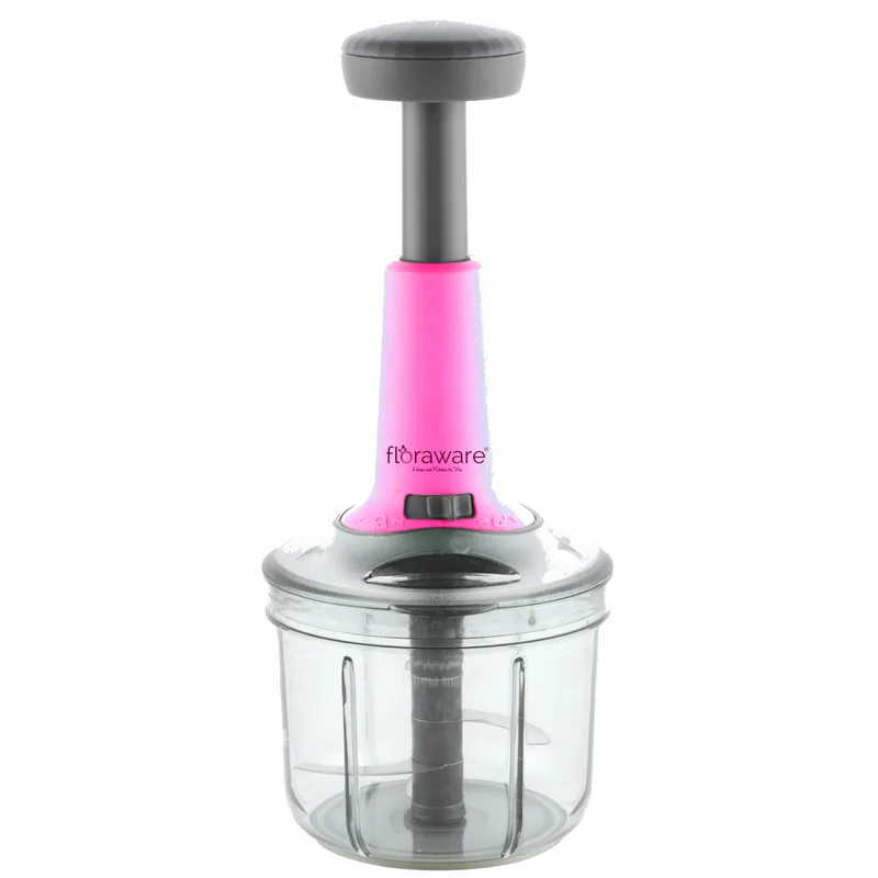 Floraware Round Food Chopper Steel Large Manual Hand-Press Vegetable Chopper Mixer Cutter (Pink, 900ML) — 84% off on Amazon.in