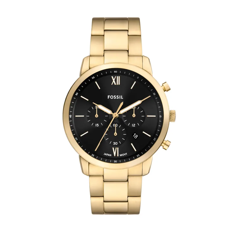 Fossil Men Neutra Gold Quartz Stainless Steel Black Dial Analog Watch FS6093 — 21% off on Amazon.in
