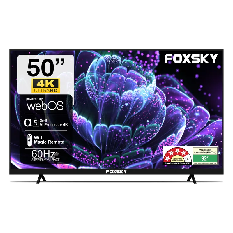 Foxsky (50") 4K UHD QLED Smart TV (WebOS) TV 50FSVS (Black) — 72% off on Amazon.in