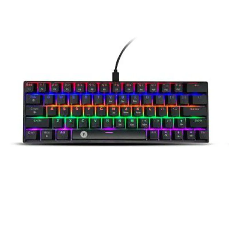 FRONTECH 63-Key Mechanical Gaming Wired Keyboard, Rainbow Backlit, 26 Anti-Ghosting Keys, Detachable Type-C Cable, Compatible with Windows/Mac/iOS/Android (KB-0010P) — 73% off on Amazon.in