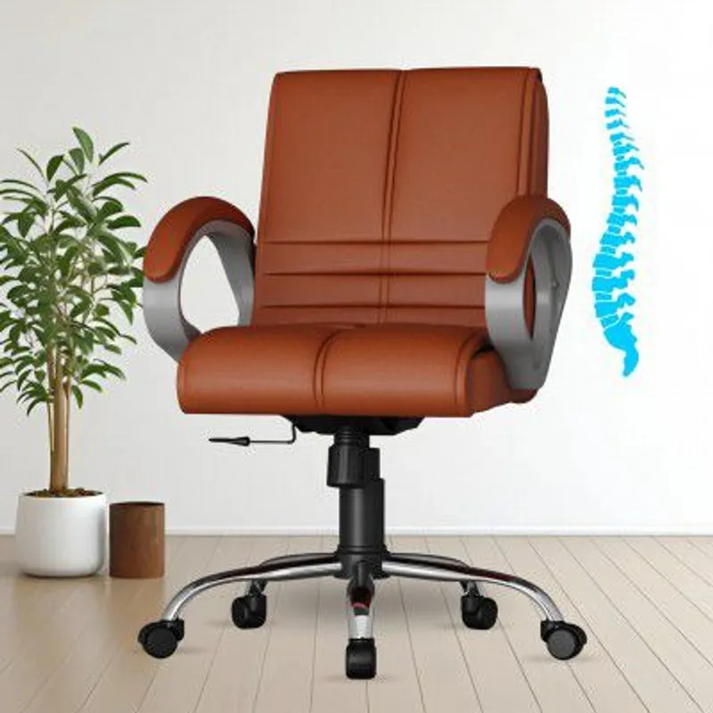FUGO FG235 Ergonomic Medium Back Office Chair with Adjustable Height, Cushioned Back (Tan) — 78% off on Amazon.in