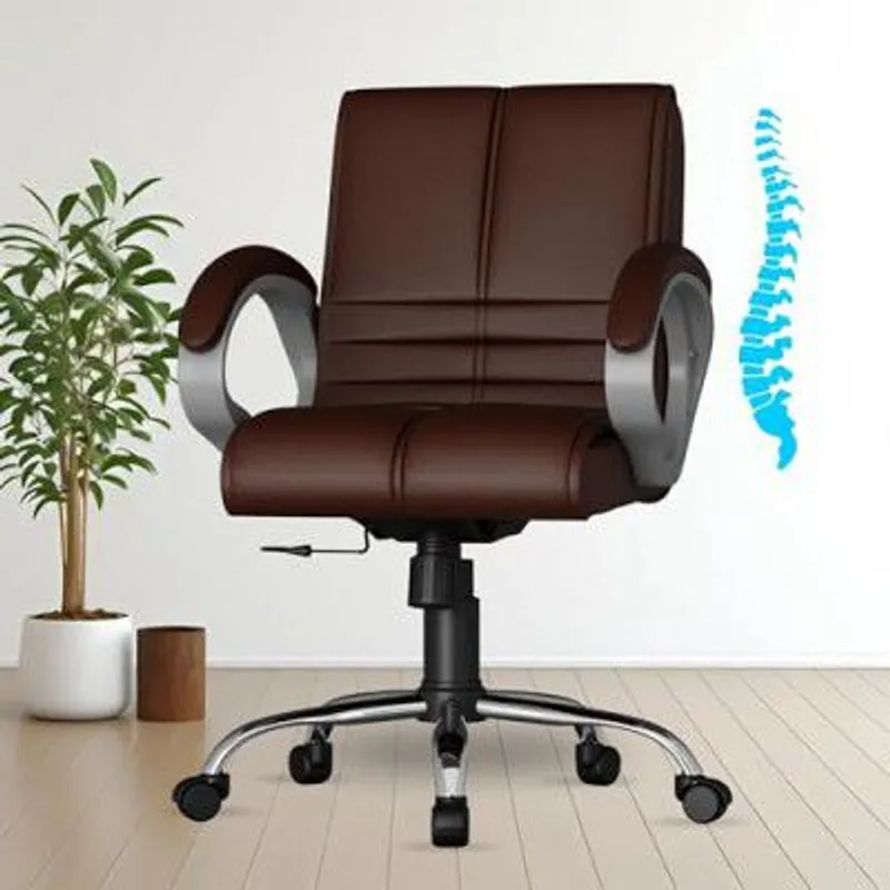 FUGO FG235 with 3 Years Warranty Ergonomic Medium Back Office Chair (Brown) — 85% off on Amazon.in