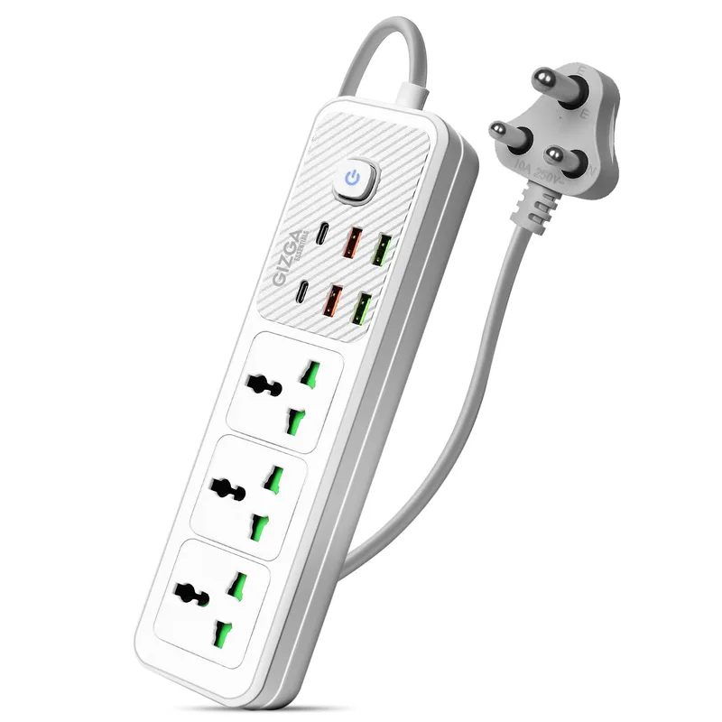 Gizga Essentials Extension Board with USB, 2500W | 3 Universal Sockets & 6 Charging Ports — 80% off on Amazon.in