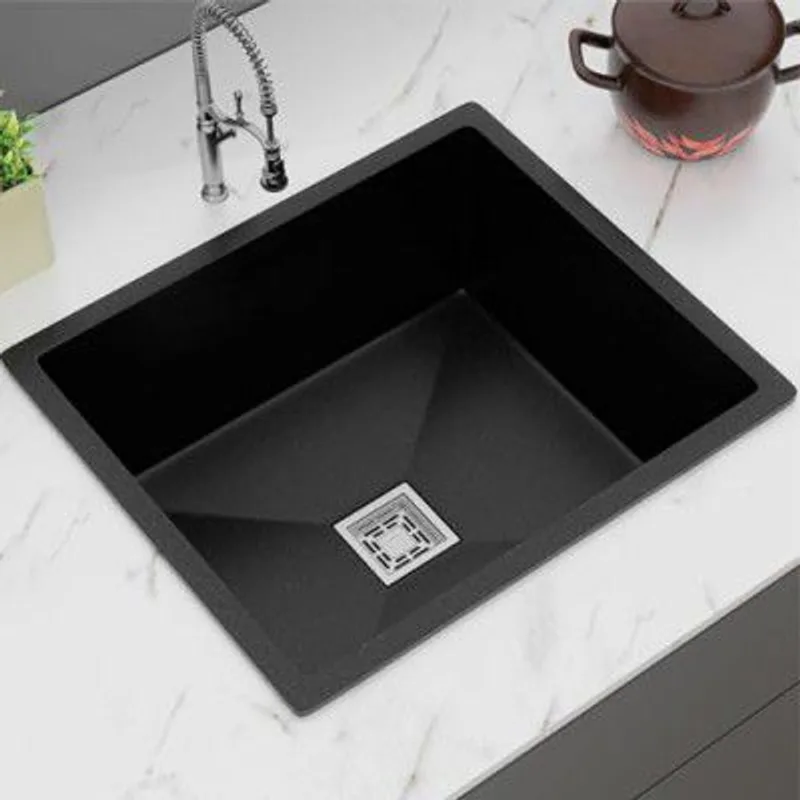 Gloxy Premium Quartz Granite Single Bowl Kitchen Sink 24x18x9 Inches - Black Matte FInish Quartz Sink - 3 Years Warranty — 86% off on Amazon.in