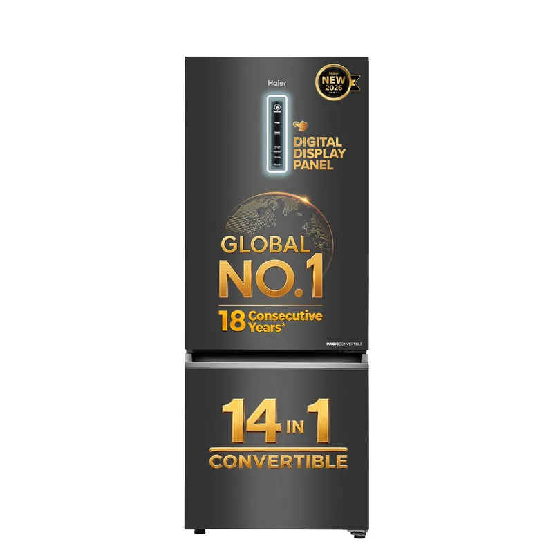 Haier 325 L 2 Star Frost Free Bottom Mount Double Door Refrigerator | Digital Display Panel (HEB-332GBA-P) — 51% off on Amazon.in