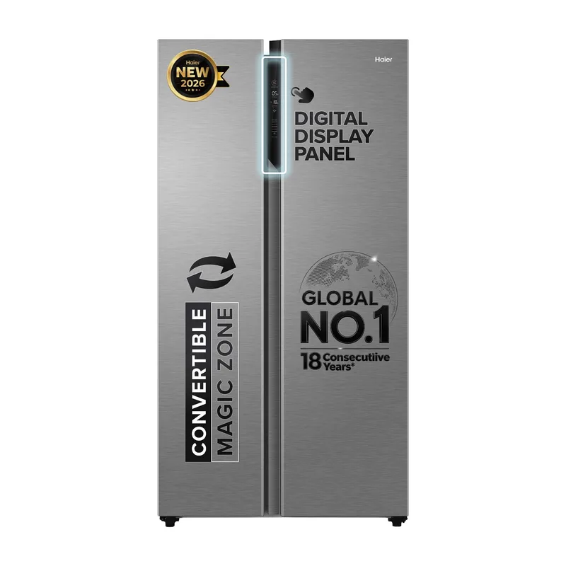 Haier 596 L, 3 Star, Frost Free Side by Side Refrigerator (HES-690SS-P, Shiny Silver) — 52% off on Amazon.in