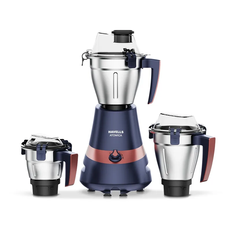 Havells Atomica 1000W 3 Jar Mixer Grinder | 3 Speed | Air Vent Tech | Stainless steel blade | Dark Blue and Brown color — 50% off on Amazon.in