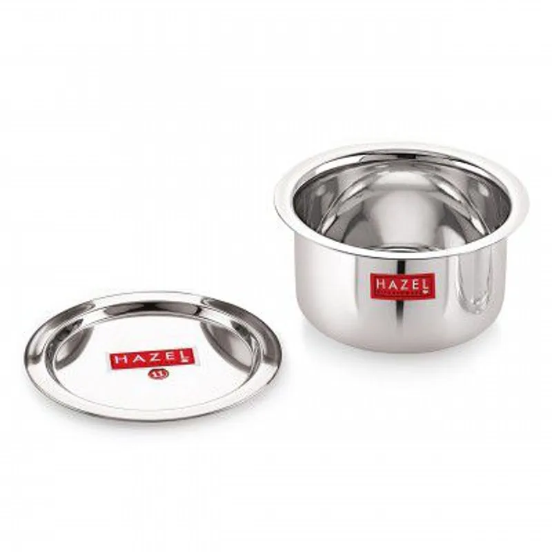 HAZEL Stainless Steel Tope Patila with Lid | 1400ml Heavy Gauge Flat Bottom Bhagona Dekchi | 18cm Boiling Vessel for Milk & Cooking — 66% off on Amazon.in