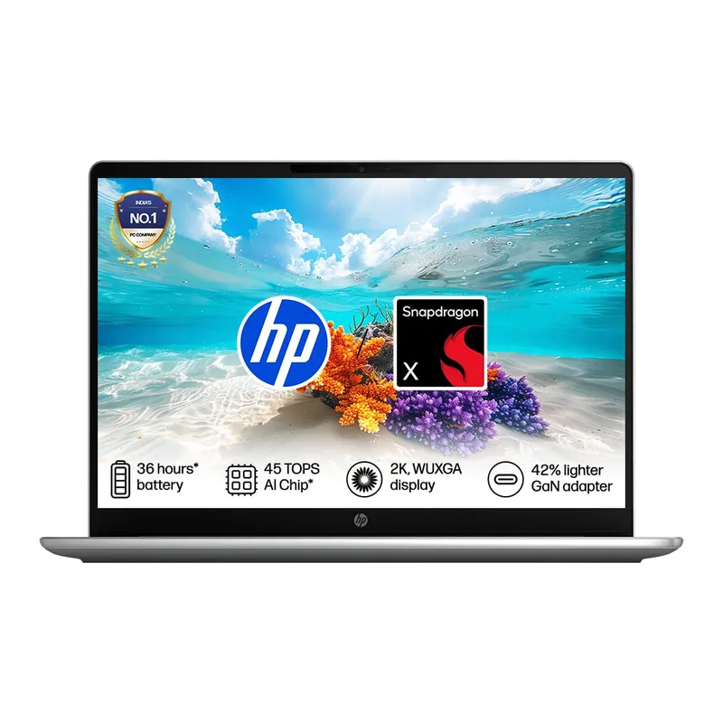 HP Omnibbook 3, Snapdragon X Processor (16GB LPDDR5x, 512GB SSD), hz0026QU, Backlit Laptop — 15% off on Amazon.in