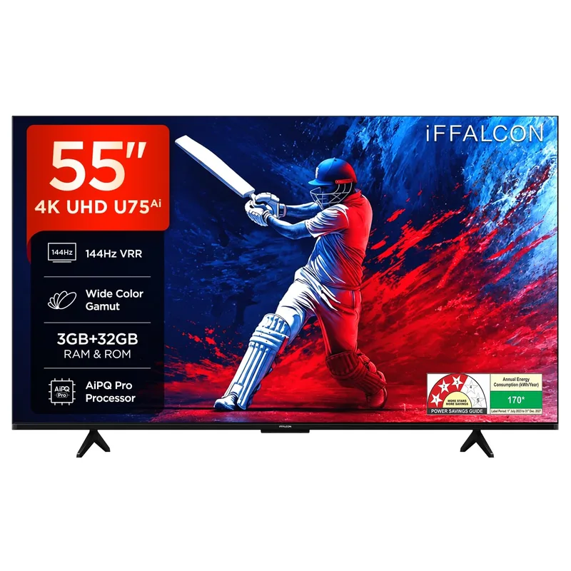 iFFALCON (55") 4K UHD Smart LED Google TV | 144Hz VRR | 3GB RAM | 55U75 — 58% off on Amazon.in
